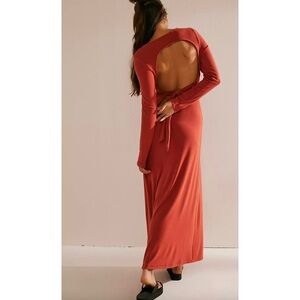 Free People Beach Aubre Open Back Essential Maxi Dress Chili Oil
